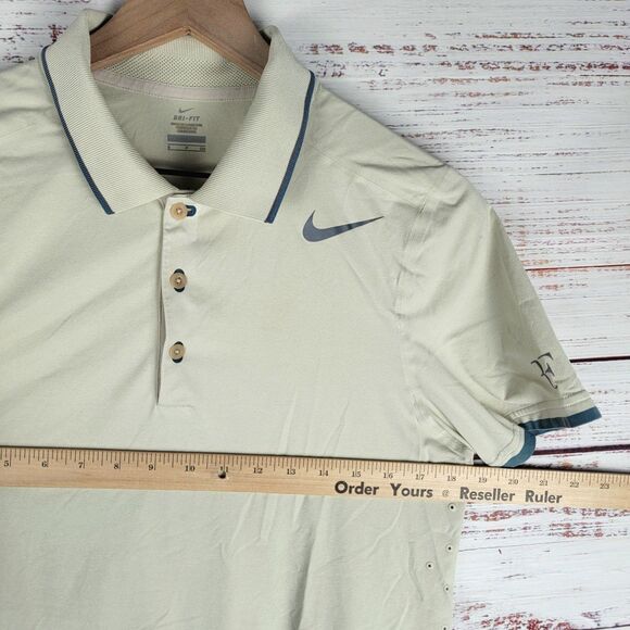 Nike Roger Federer Mens Size S Small RF Tennis Polo Shirt 2014 Brisbane Beige - Picture 3 of 15